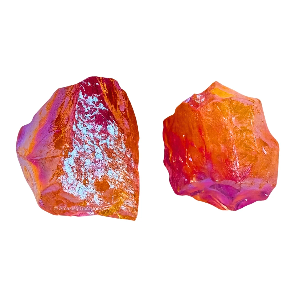 Tangerine-Ruby Aura Quartz Raw Crystals (1 LB)