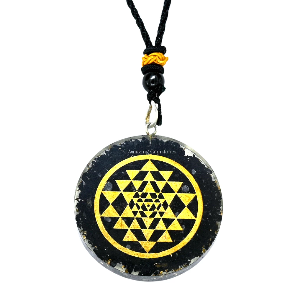 Shungite Necklace - Round Shriyantra