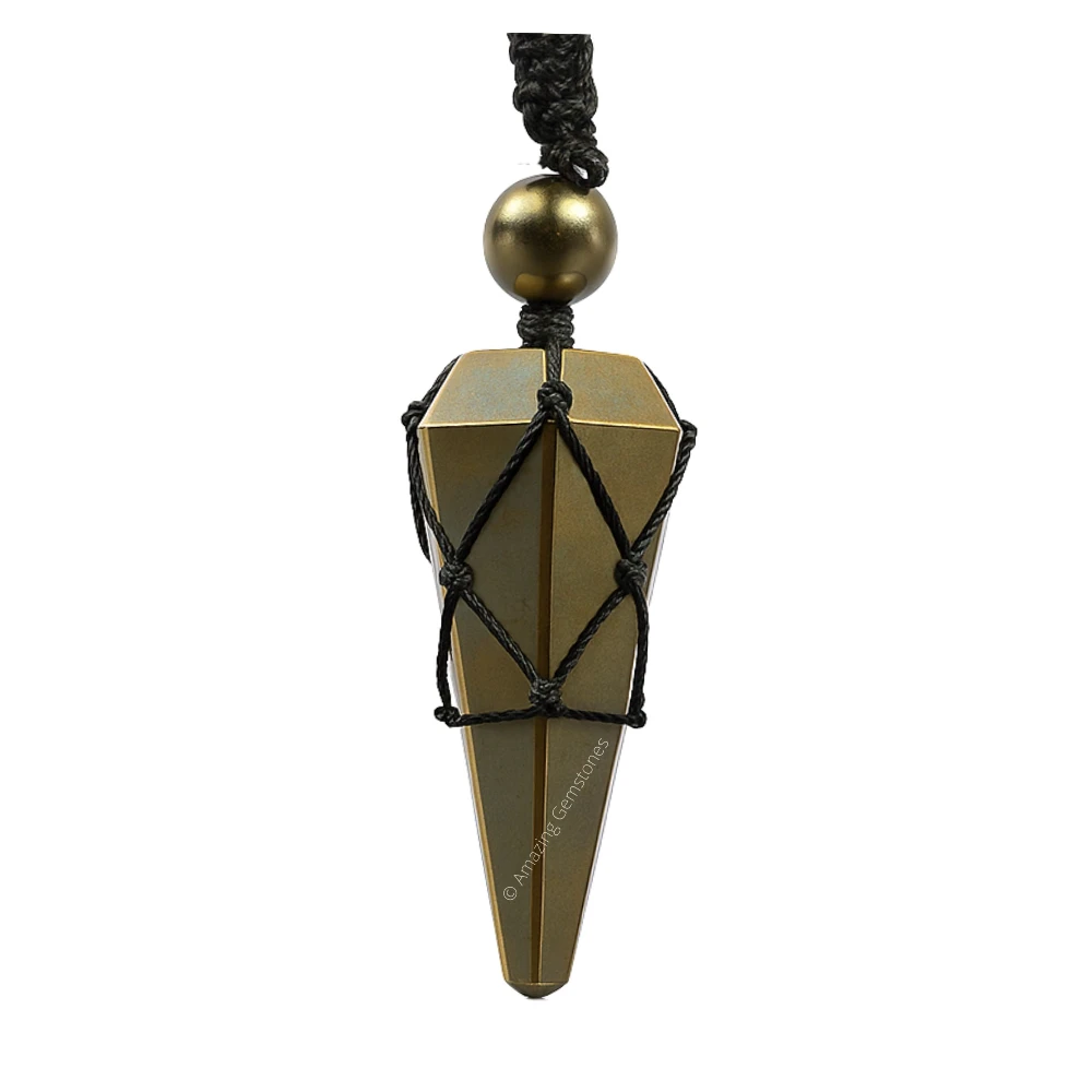 Pyrite Pendulum Pendant Necklace (Macrame)