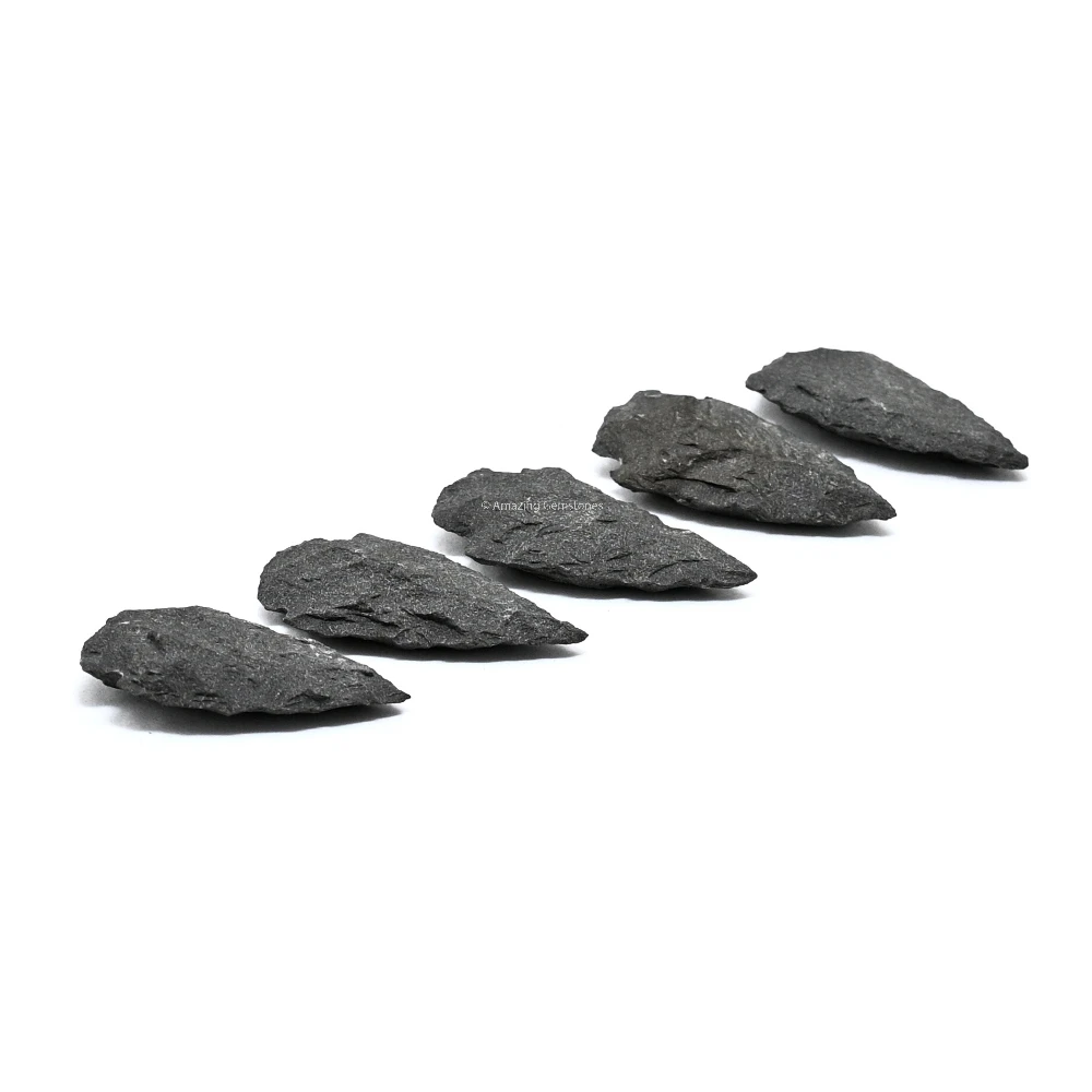 Black Agate Crystal Arrowhead - 1" to 1.5" (5 Pieces)