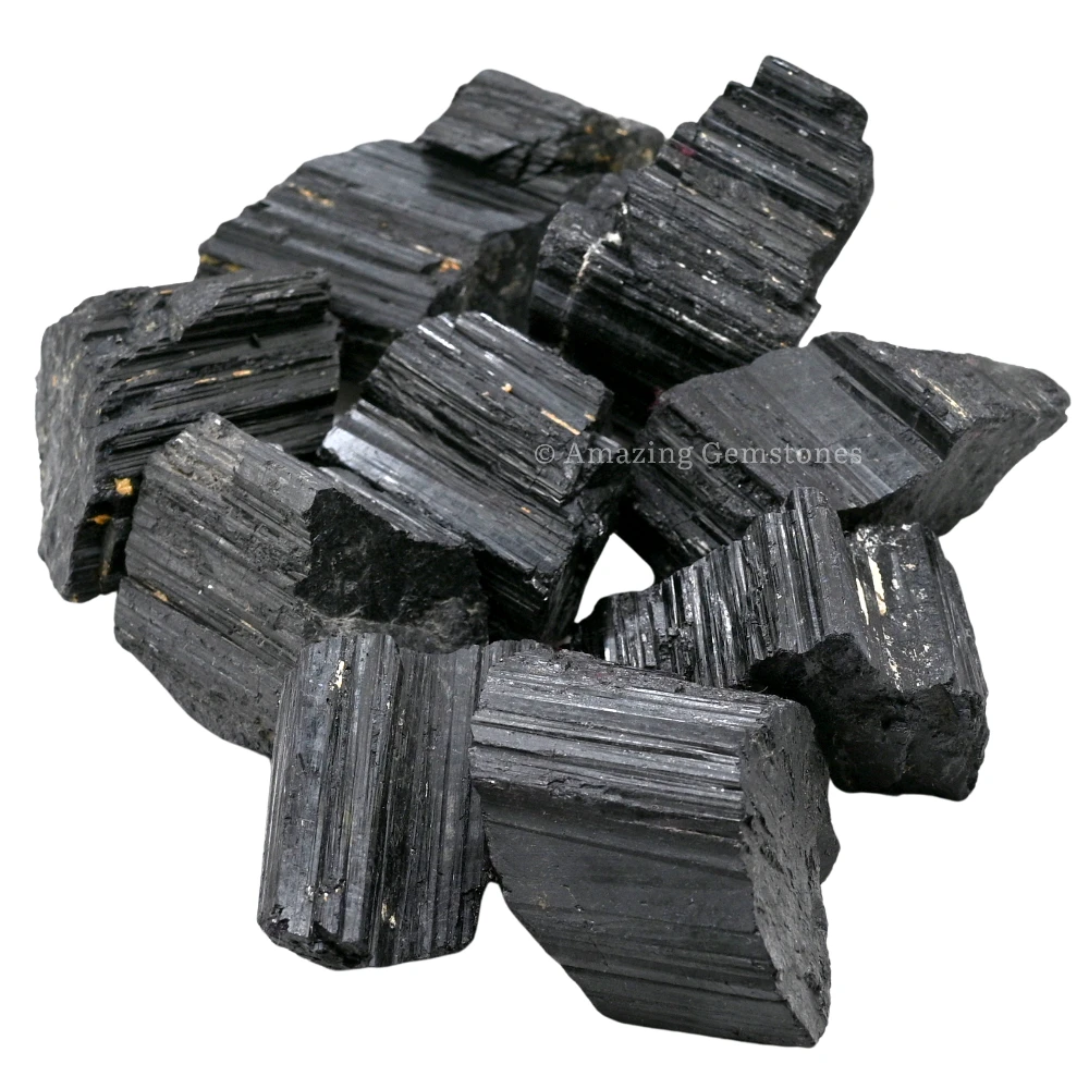 Black Tourmaline Rough Raw Crystal (Half LB Small)