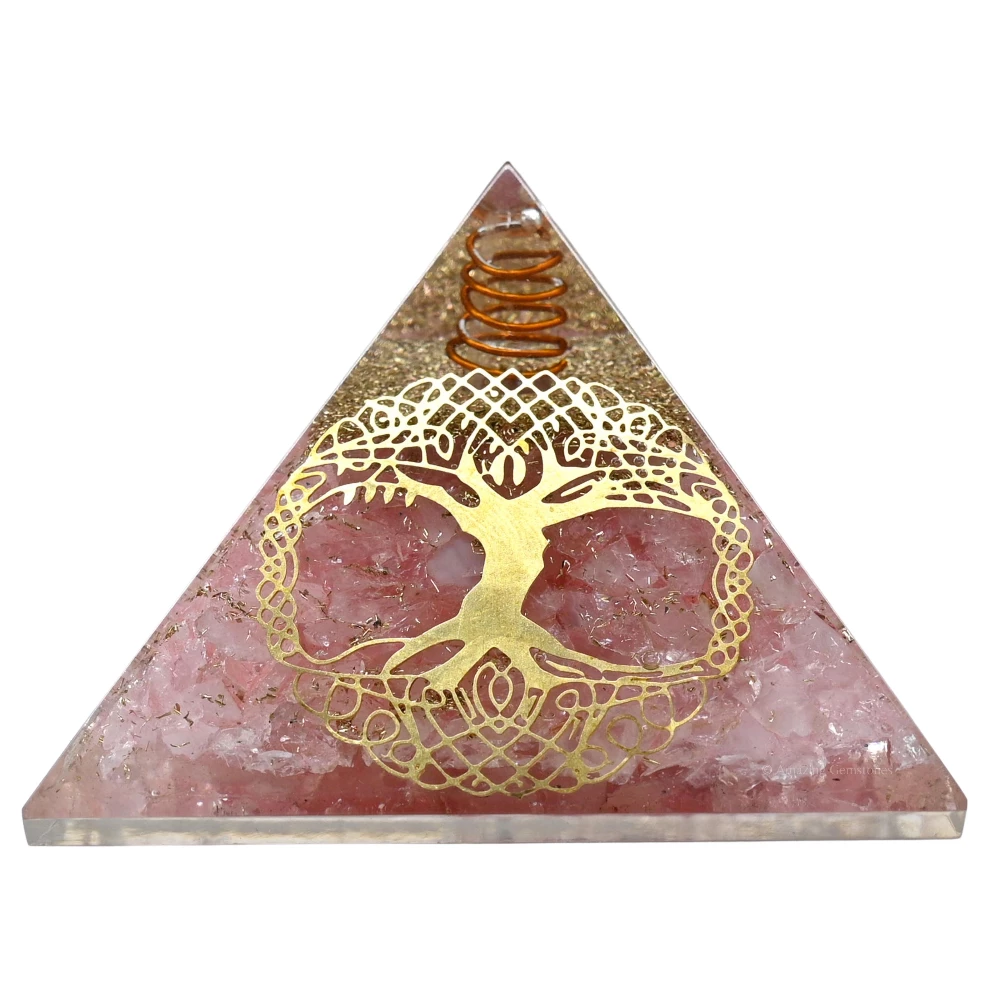 Rose Quartz Orgone Pyramid - Big Tree of Life