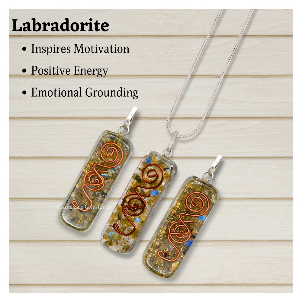 Labradorite Crystal Orgone Pendant - Rectangle