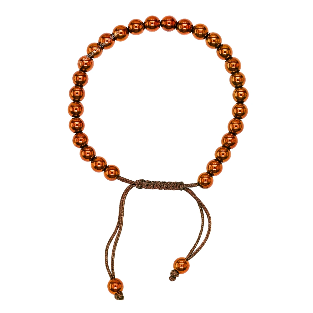 Copper Hematite Healing Crystal Bracelets - 6mm Beads (Adjustable)