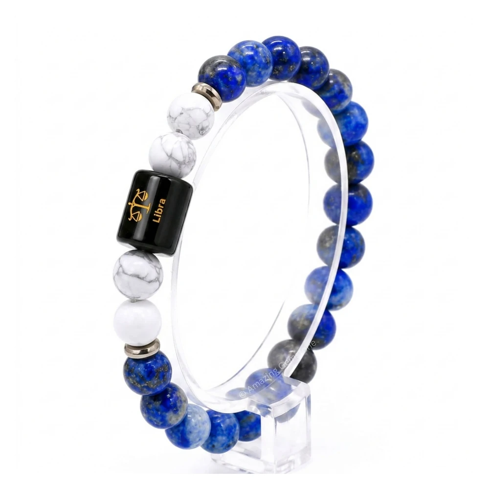 Libra Birthstone Bracelet - Lapis Lazuli & Howlite