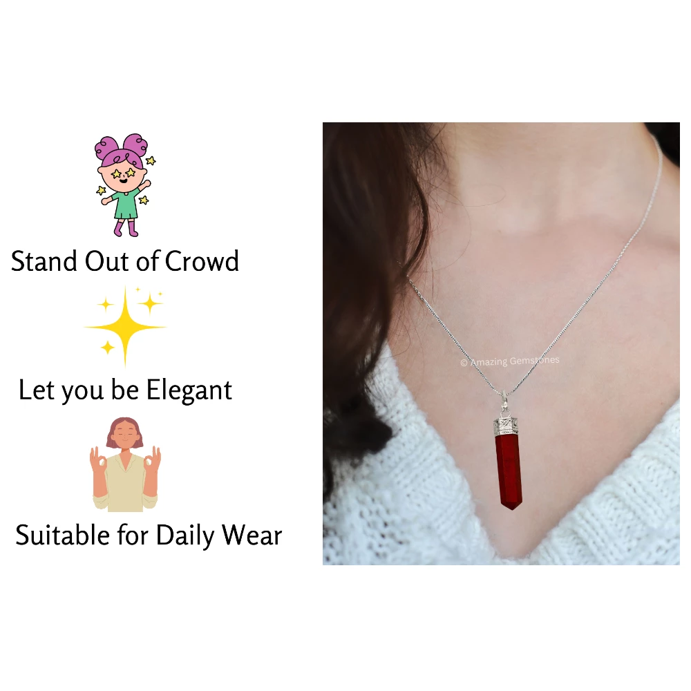 Red Jasper Necklace - Pencil Point (Silver)