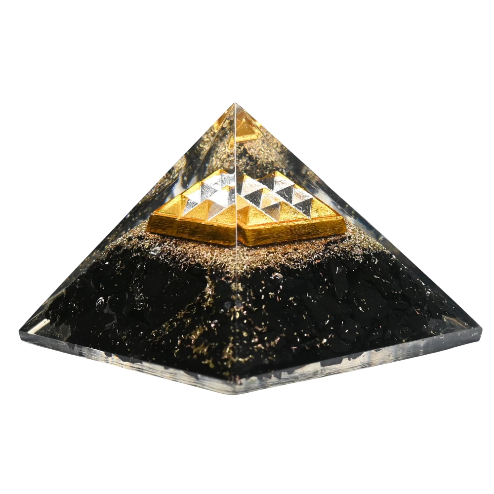 Black Tourmaline Orgone Pyramid - Under 9  Pyramid Plate