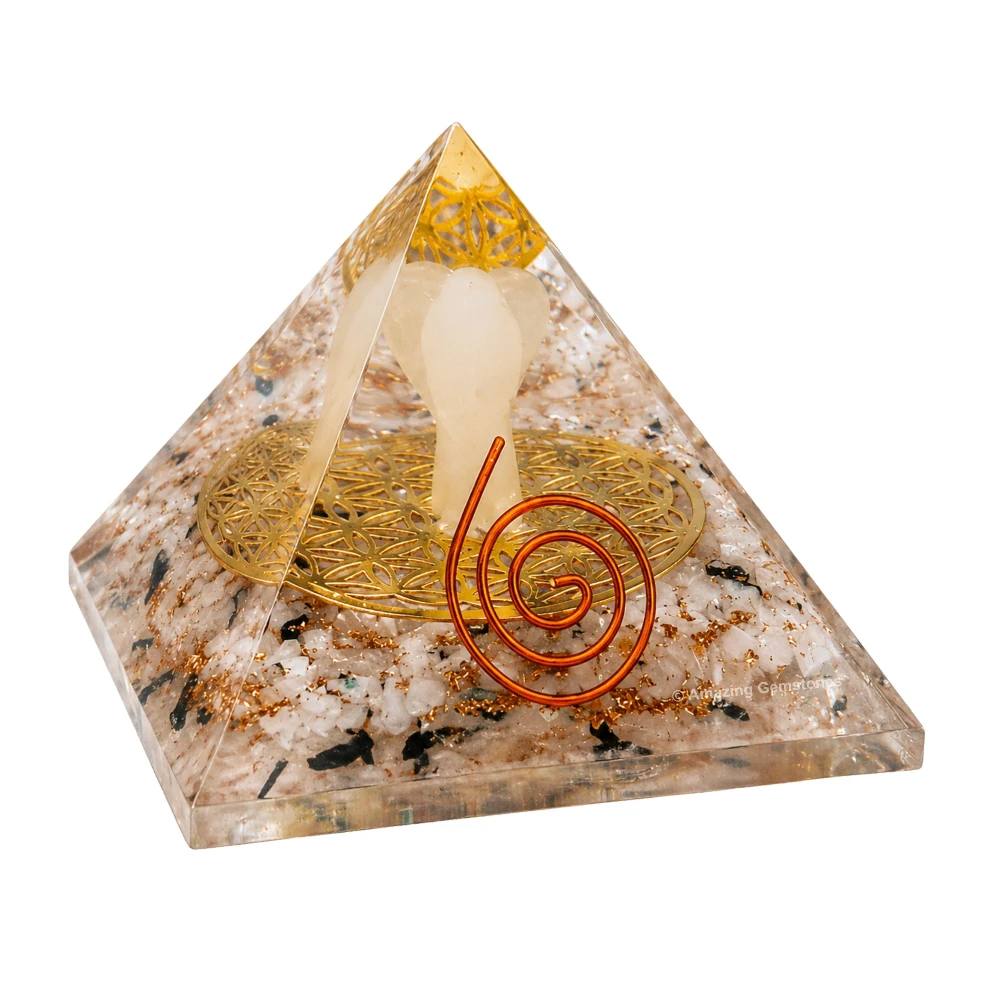 Rainbow Moonstone Orgone Pyramid - Angel Glow in Dark