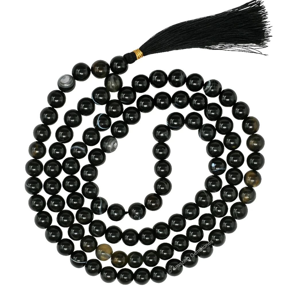 Black Hakik Mala (Without Knot)