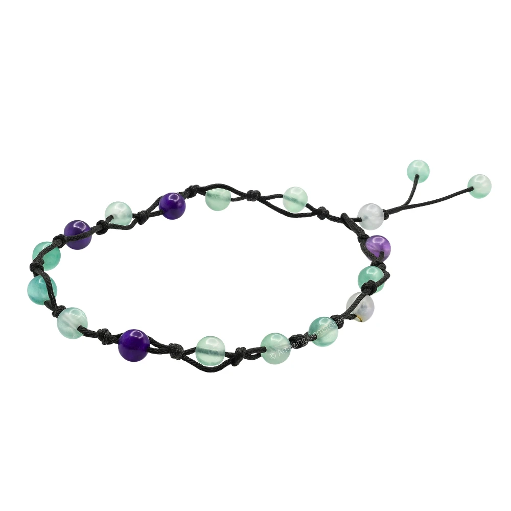 Multi Fluorite Anklet (Hand Knotted)