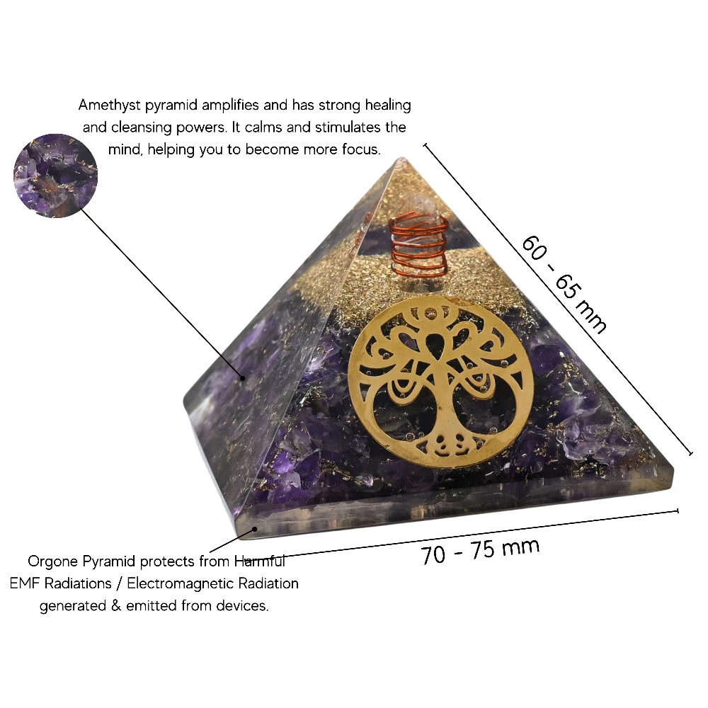 Amethyst Orgone Pyramid - Vintage Tree of Life