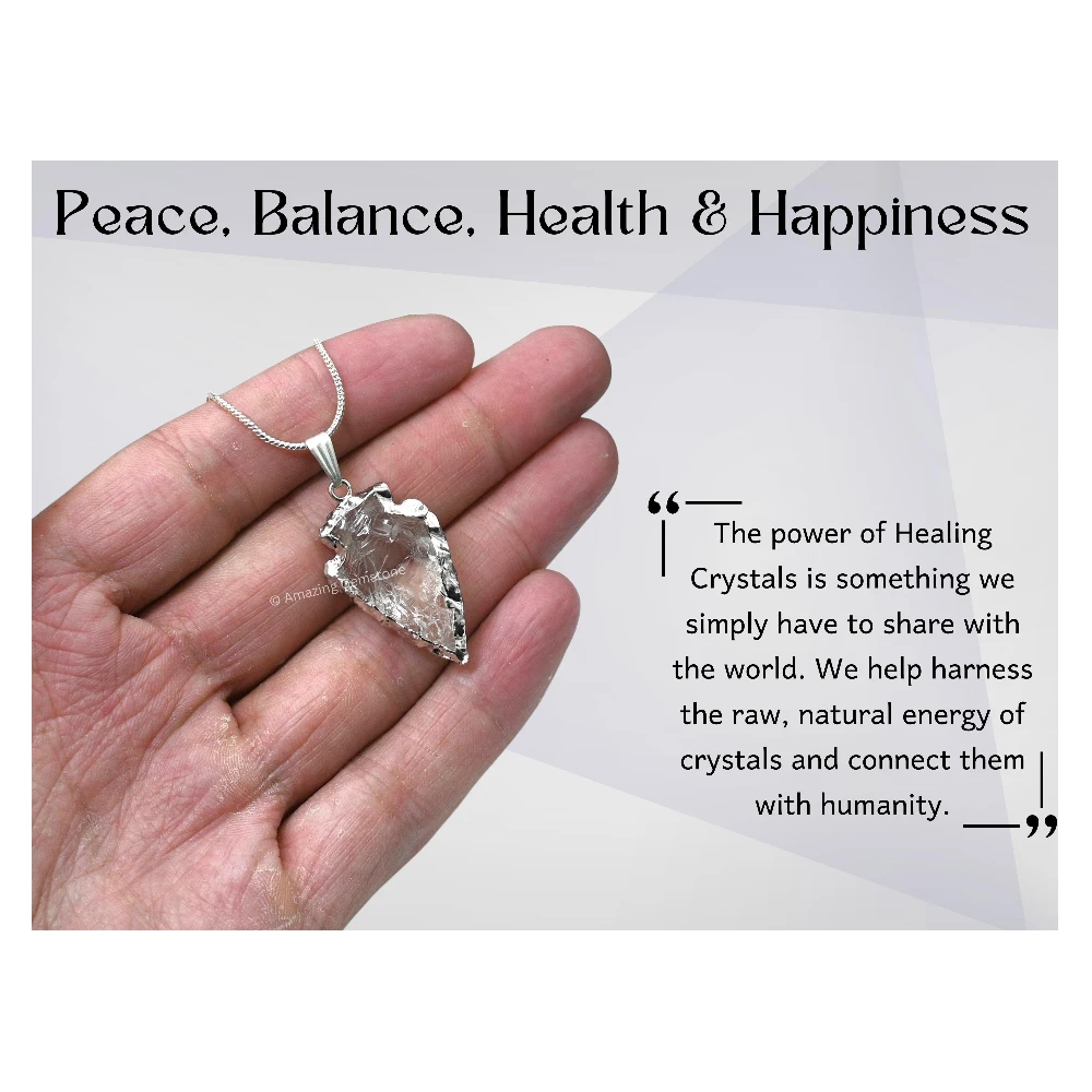 Clear Quartz Arrowhead Pendant - Silver Plated