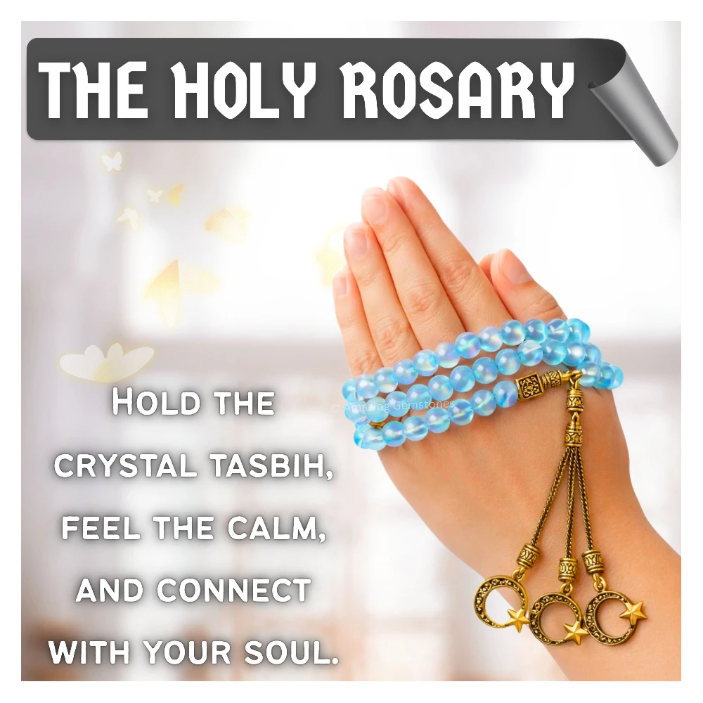 Blue Mermaid Tasbeeh Sibha Prayer Beads (Gold)