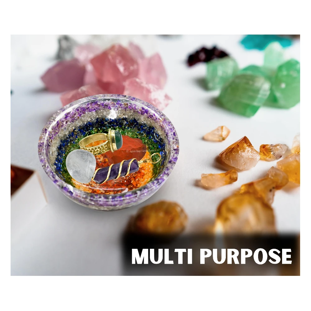 Chakra Layer Crystal Orgone Bowl (3 Inch)