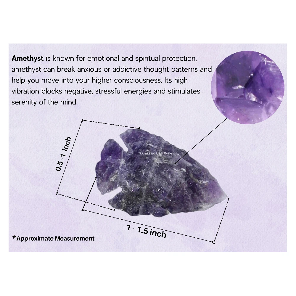 Amethyst Crystal Arrowhead - 1" to 1.5" (5 Pieces)