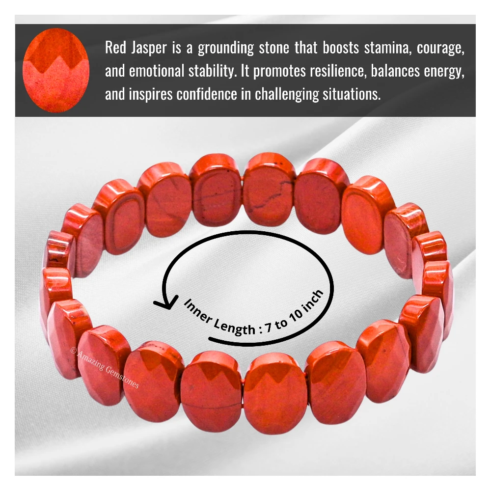 Red Jasper Faceted Bracelet - Oval Stone