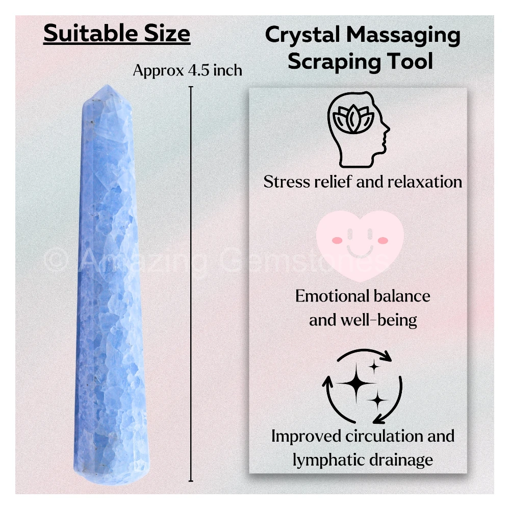 Blue Calcite Wand (Faceted)