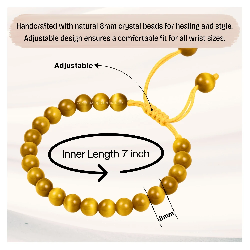 Yellow Cat's Eye Bracelet (Adjustable)