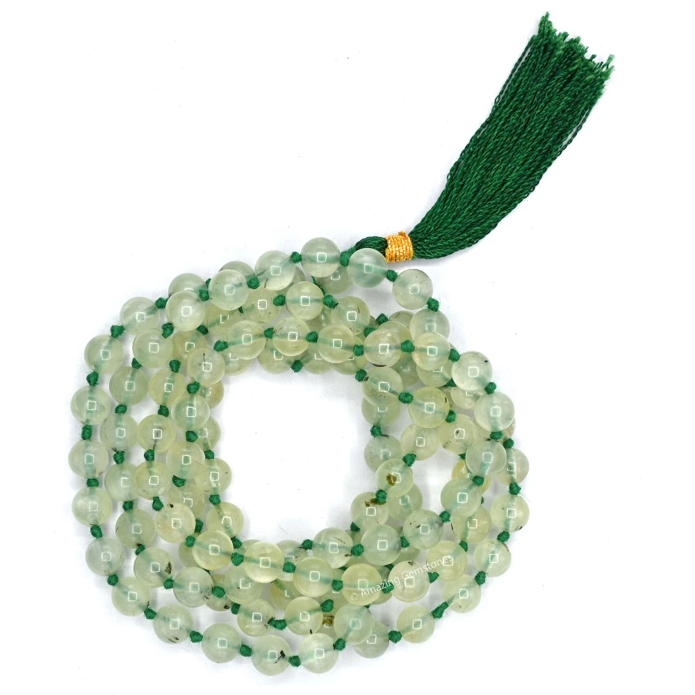 Prehnite Mala (Hand Knotted)