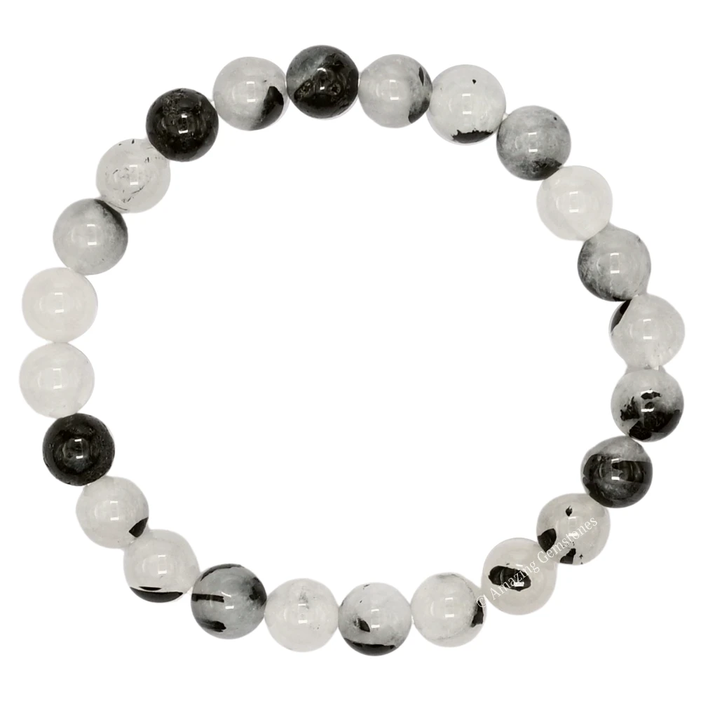 Black Rutilated Quartz Bracelet (Strechable)