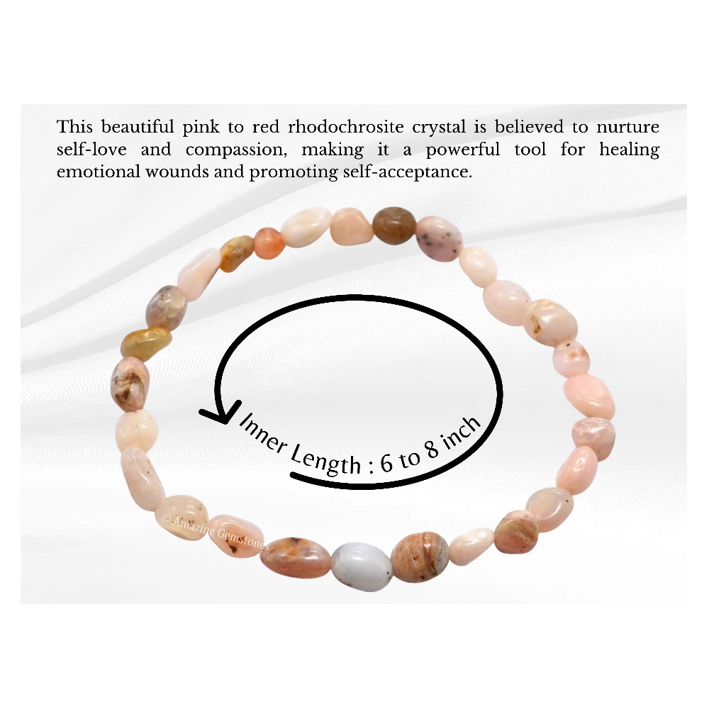 Rhodochrosite Tumbled Stone Bracelet (Stretchable)