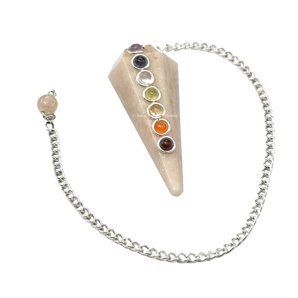Cream Moonstone Chakra Crystal Pendulum