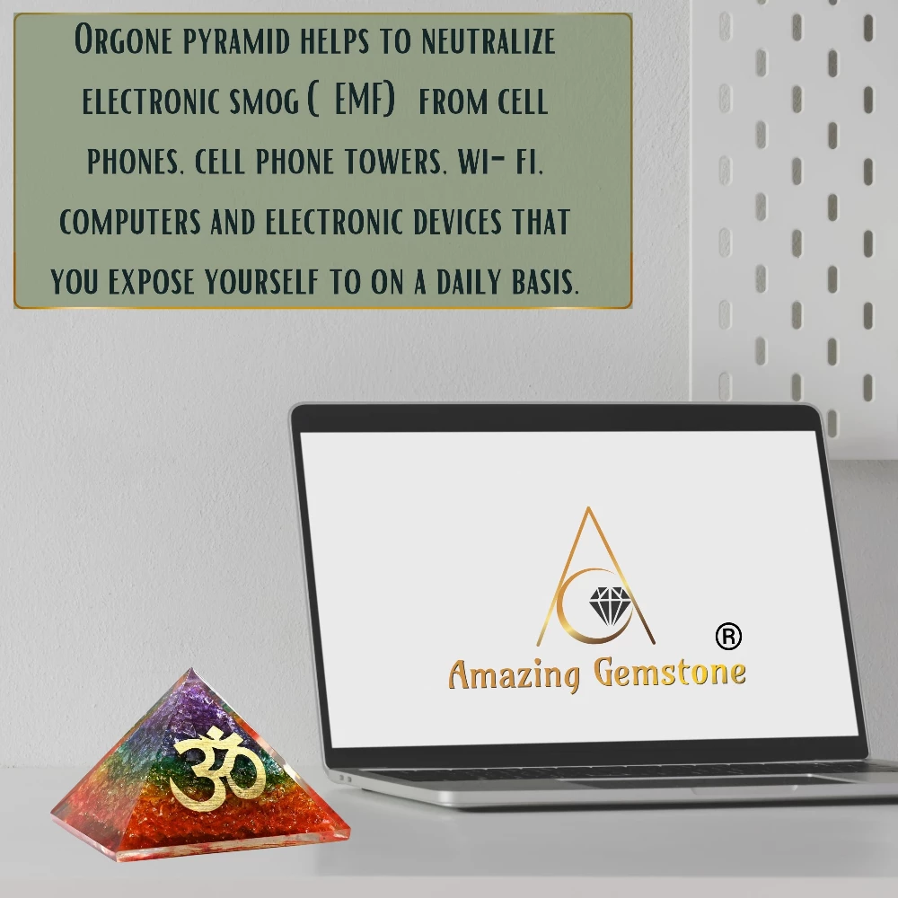 Chakra Onyx Orgone Pyramid - Big OM