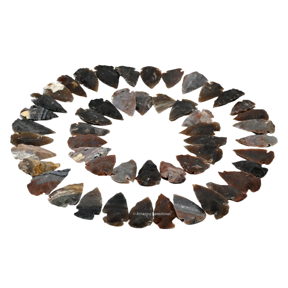 Fancy Jasper Crystal Arrowhead - 1" to 1.5" (50 Pieces)