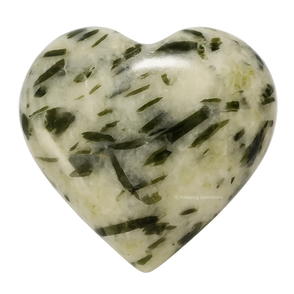 Green Tourmaline In Quartz Heart