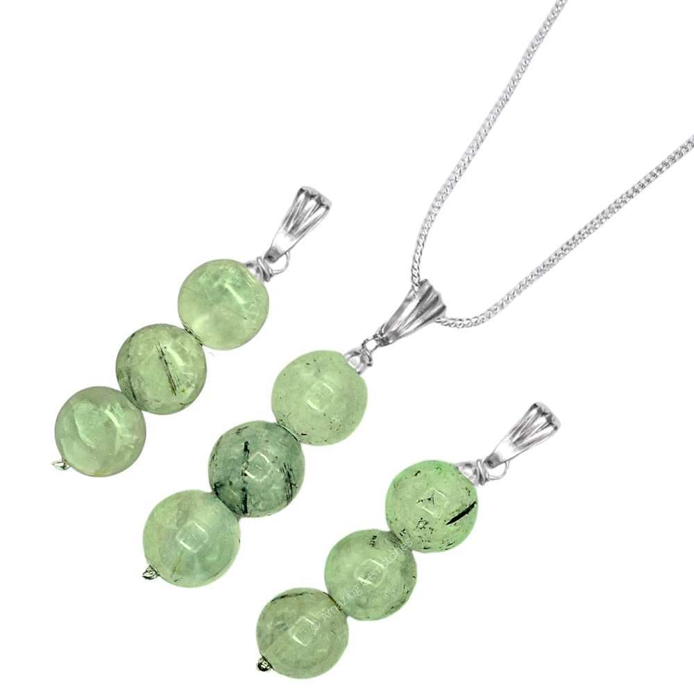 Prehnite Bead Pendant (Silver)