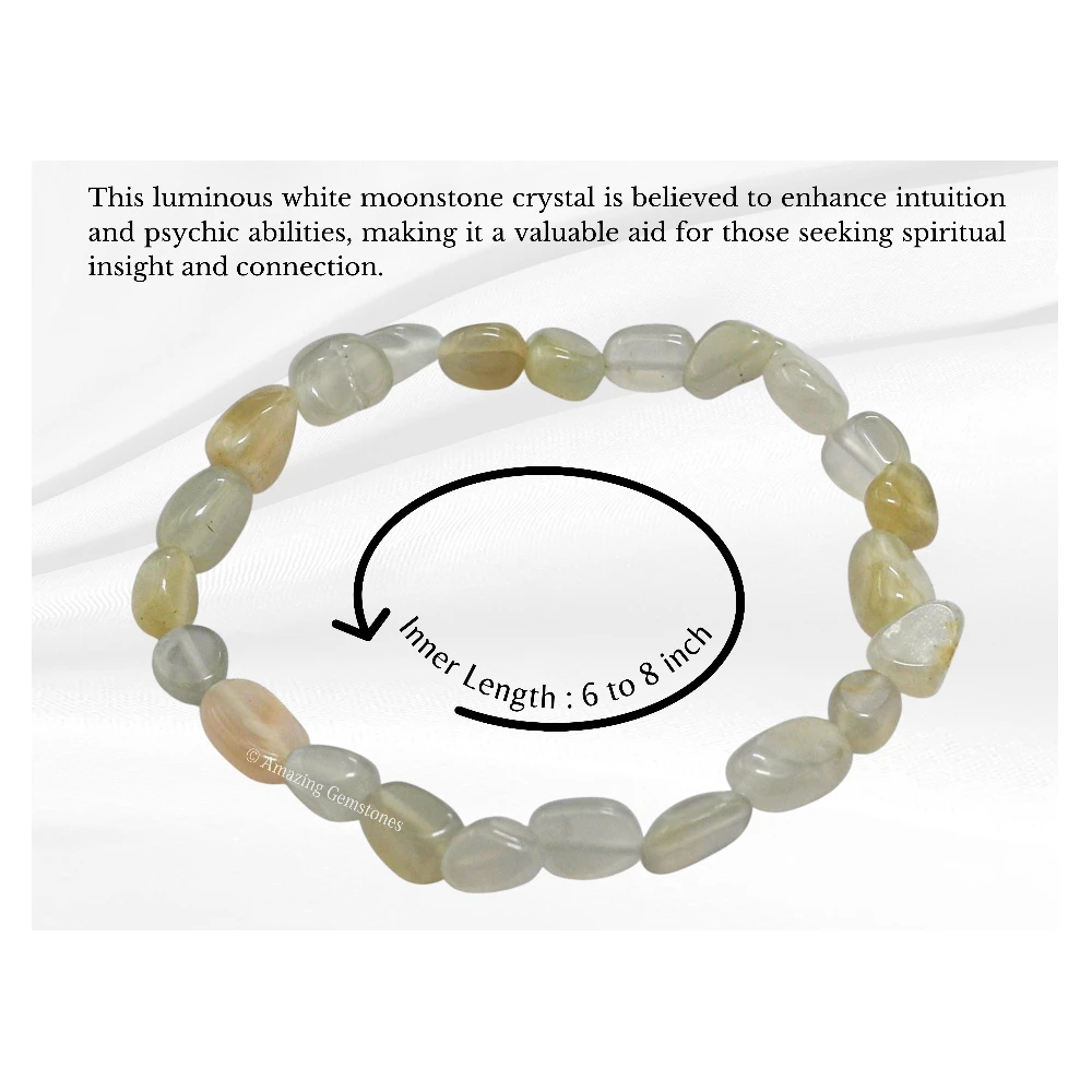 White Moonstone Tumbled Stone Bracelet (Stretchable)
