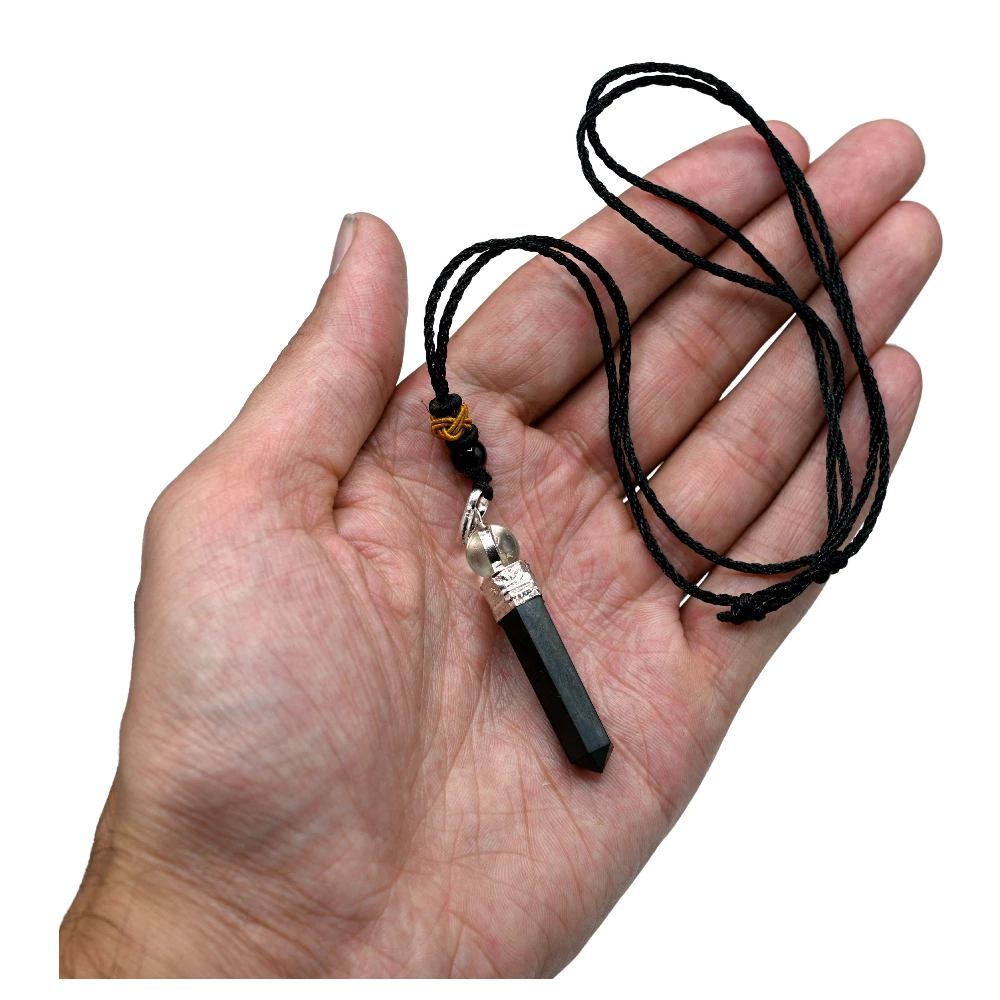 Shungite Necklace - Cap Pencil with Quartz