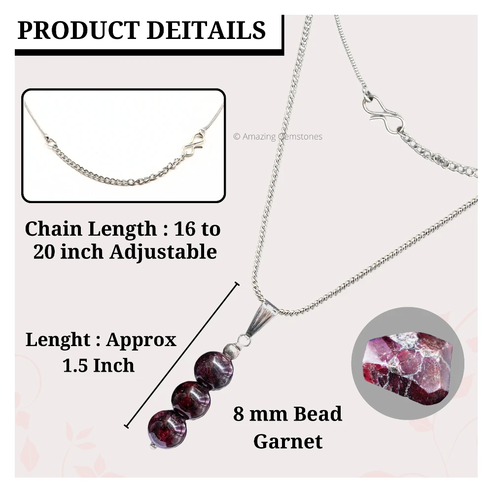 Garnet Bead Pendant (Silver)