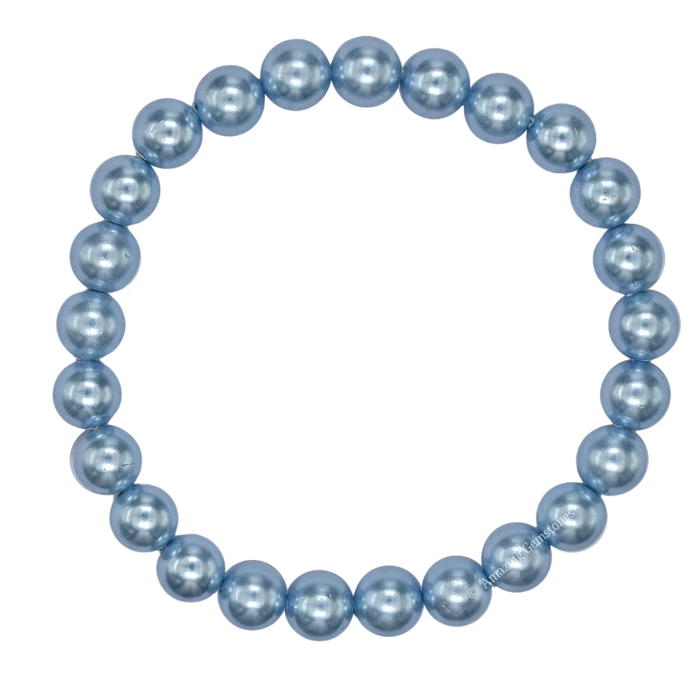 Light Blue Pearl Bracelet (Strechable)
