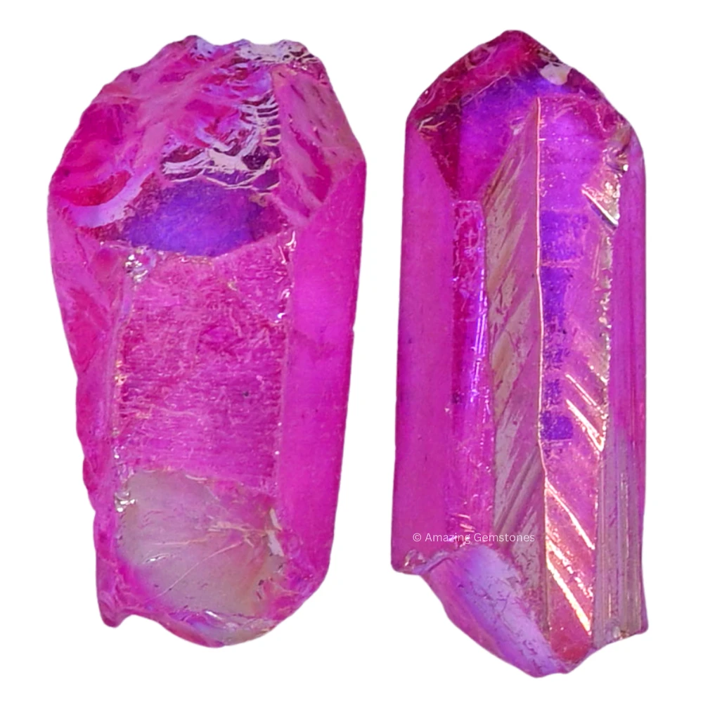 Rose Aura Quartz Raw Crystal Points (2 Pieces)