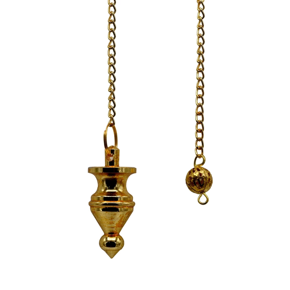 Copper Metal Pendulum - Gold Pointed Cone with Ring Plate (MP11)