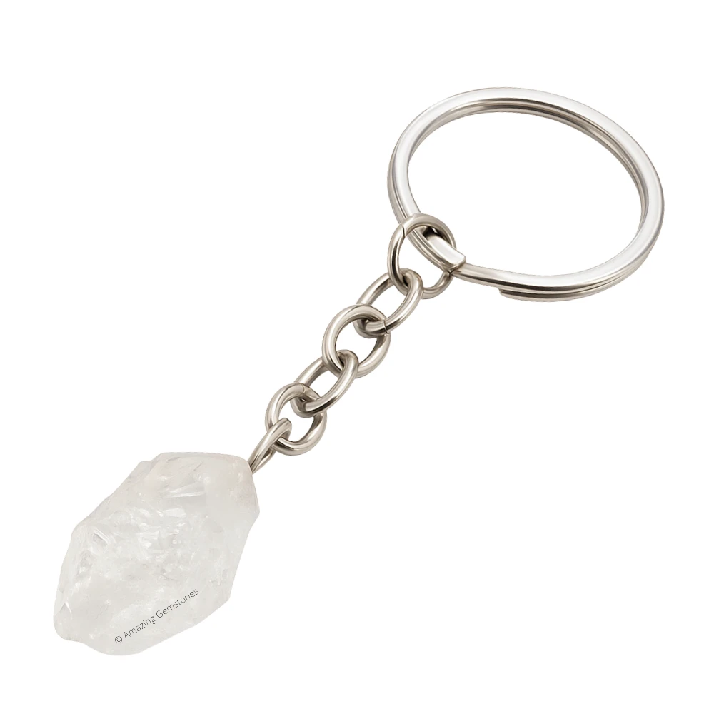 Clear Quartz Keychain Keys Holder (Premium Raw)
