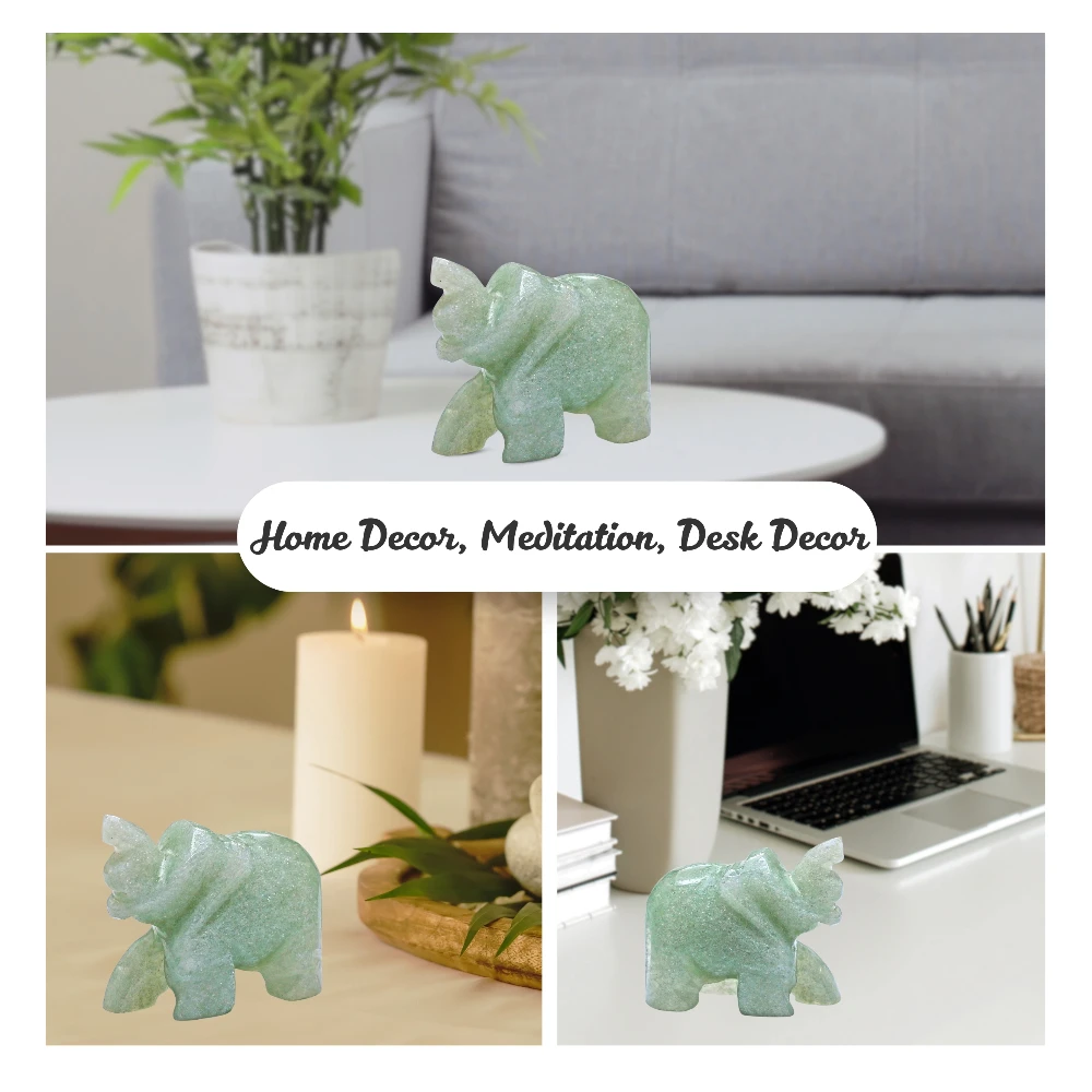 Green Aventurine Mini Elephant Crystal Figurine
