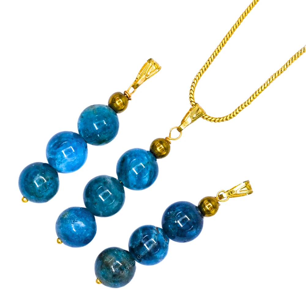 Apatite Bead Pendant (Gold)