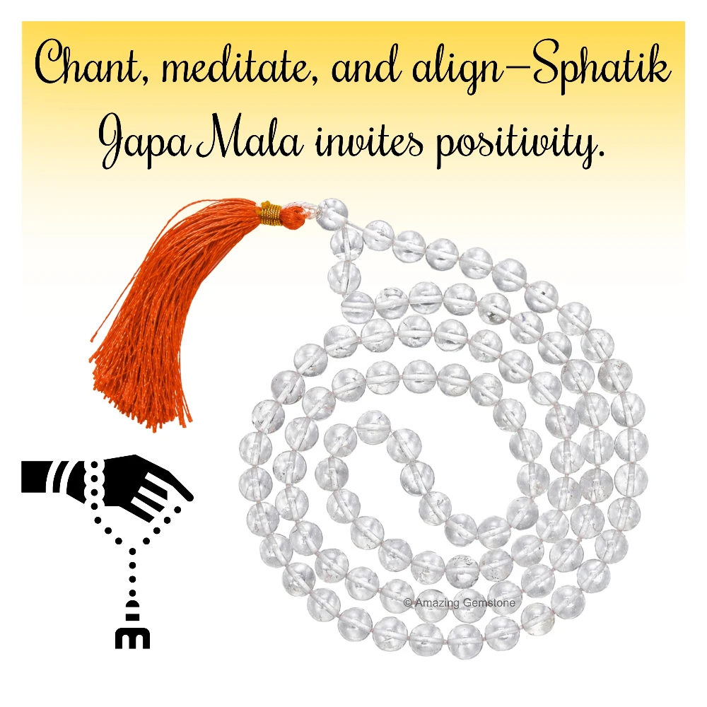 Sphatik Mala - A Grade 8mm Beads (Without Knot)