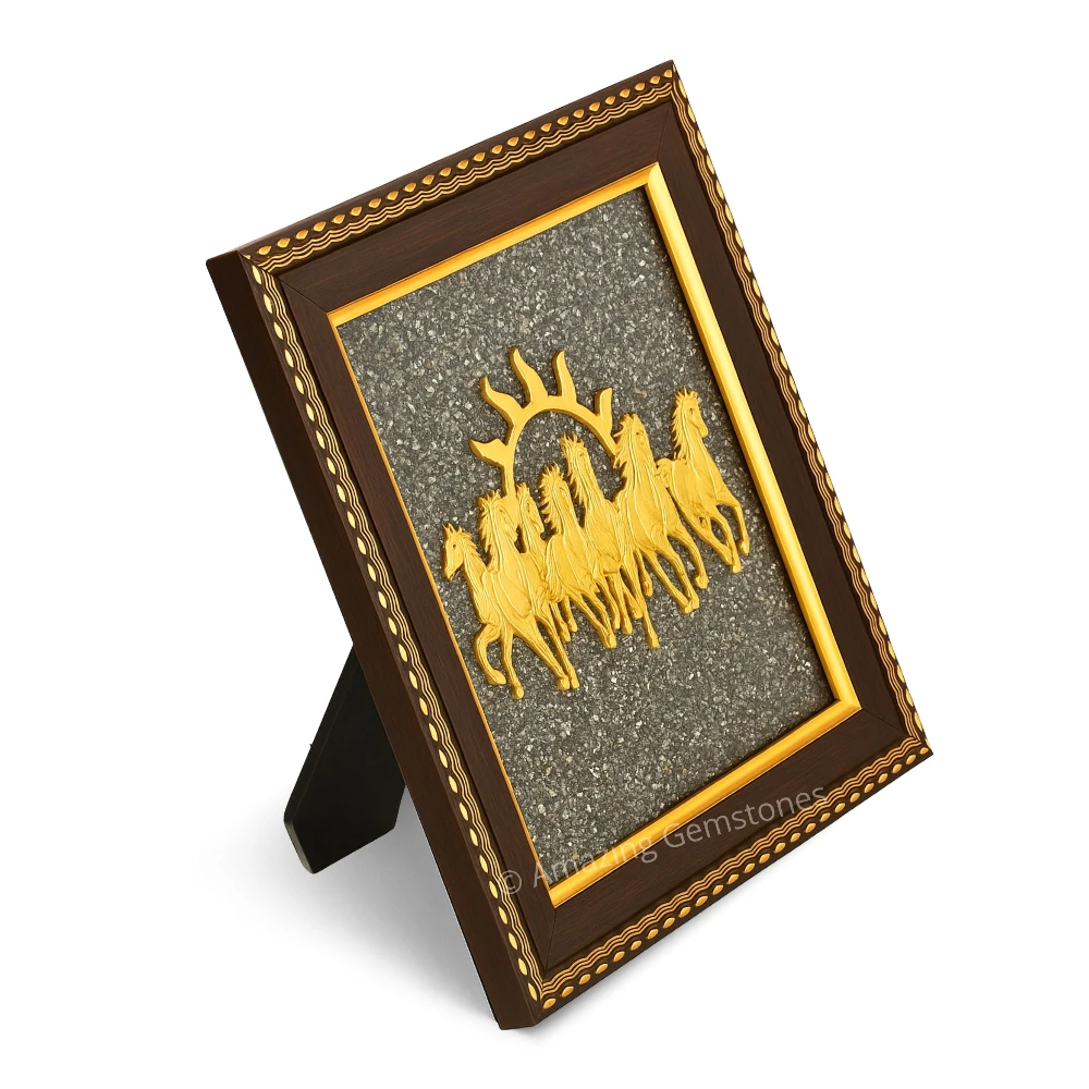 Authentic Pyrite Frame – Vastu Decor (7 Horses with Sun)