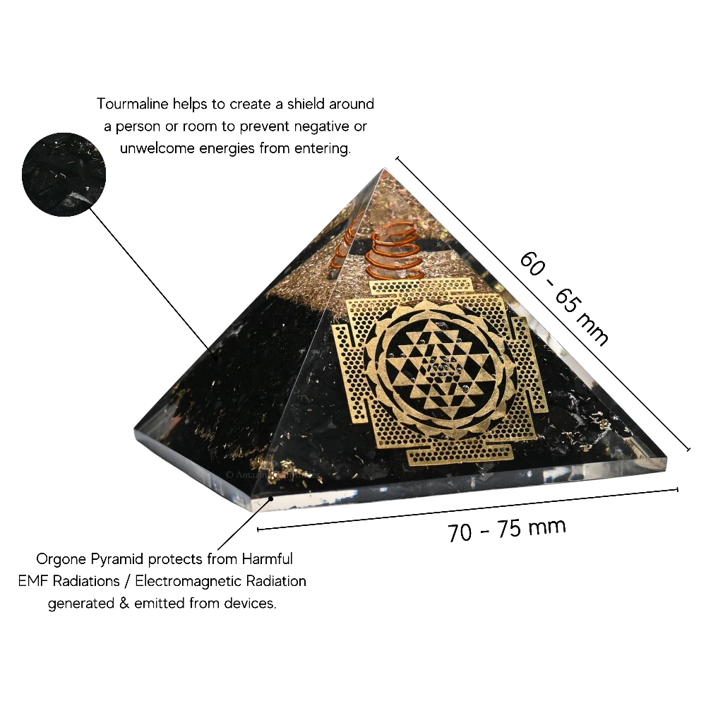 Black Tourmaline Orgone Pyramid - Big Sri Yantra