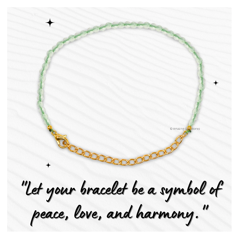 Green Amethyst Crystal Bracelet - 2mm Faceted Bead (Gold)