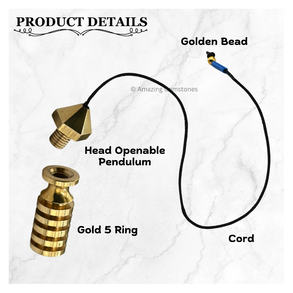 Copper Metal Pendulum - Gold 5 Ring with Head (MP81)