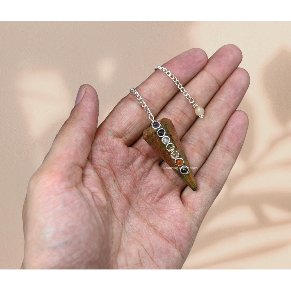 Unakite Chakra Crystal Pendulum
