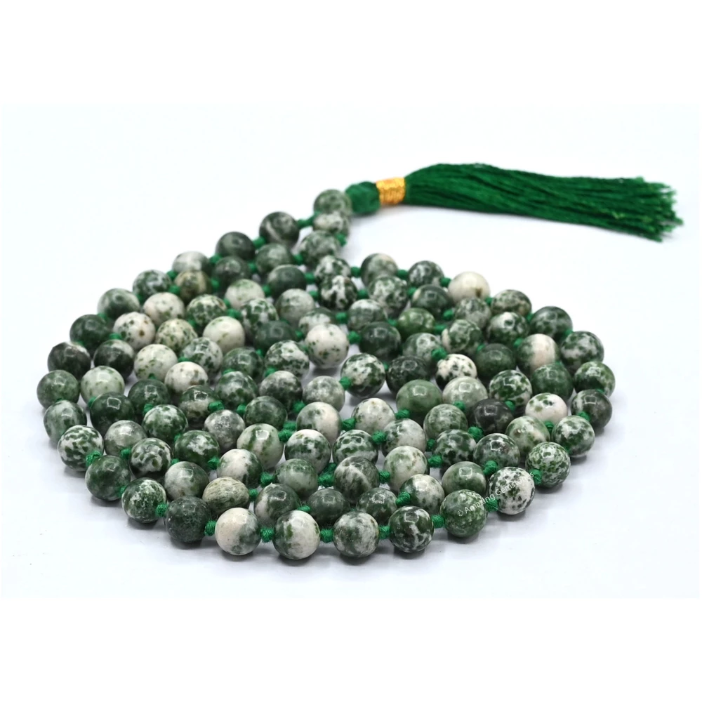 Tree Agate Mala (Hand Knotted)