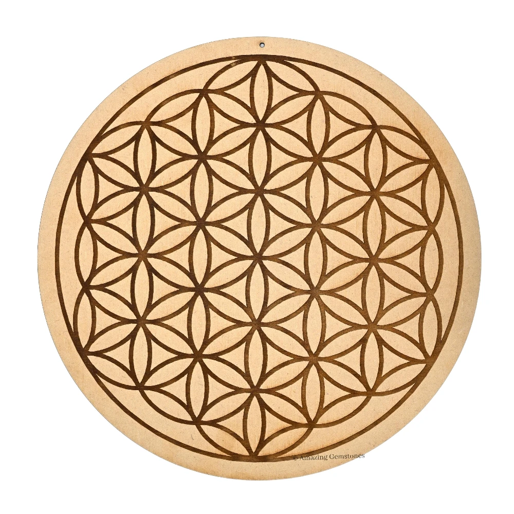 Wooden Crystal Grid Sacred Geometry - Flower of Life (12 Inch)