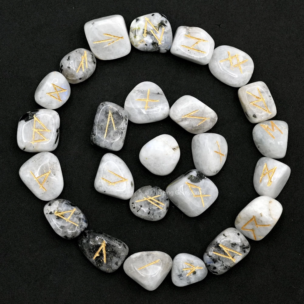 Rainbow Moonstone Rune Stones Set