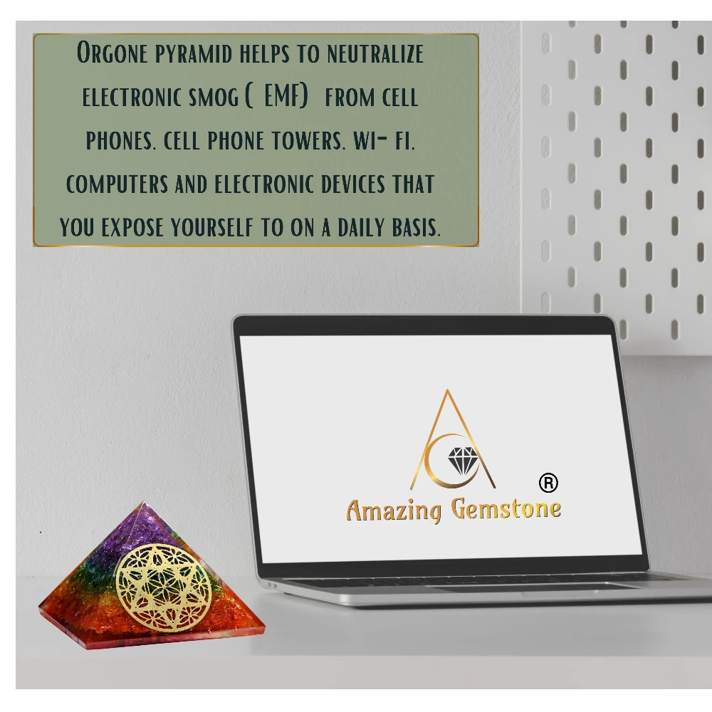 Chakra Onyx Orgone Pyramid - Star of David