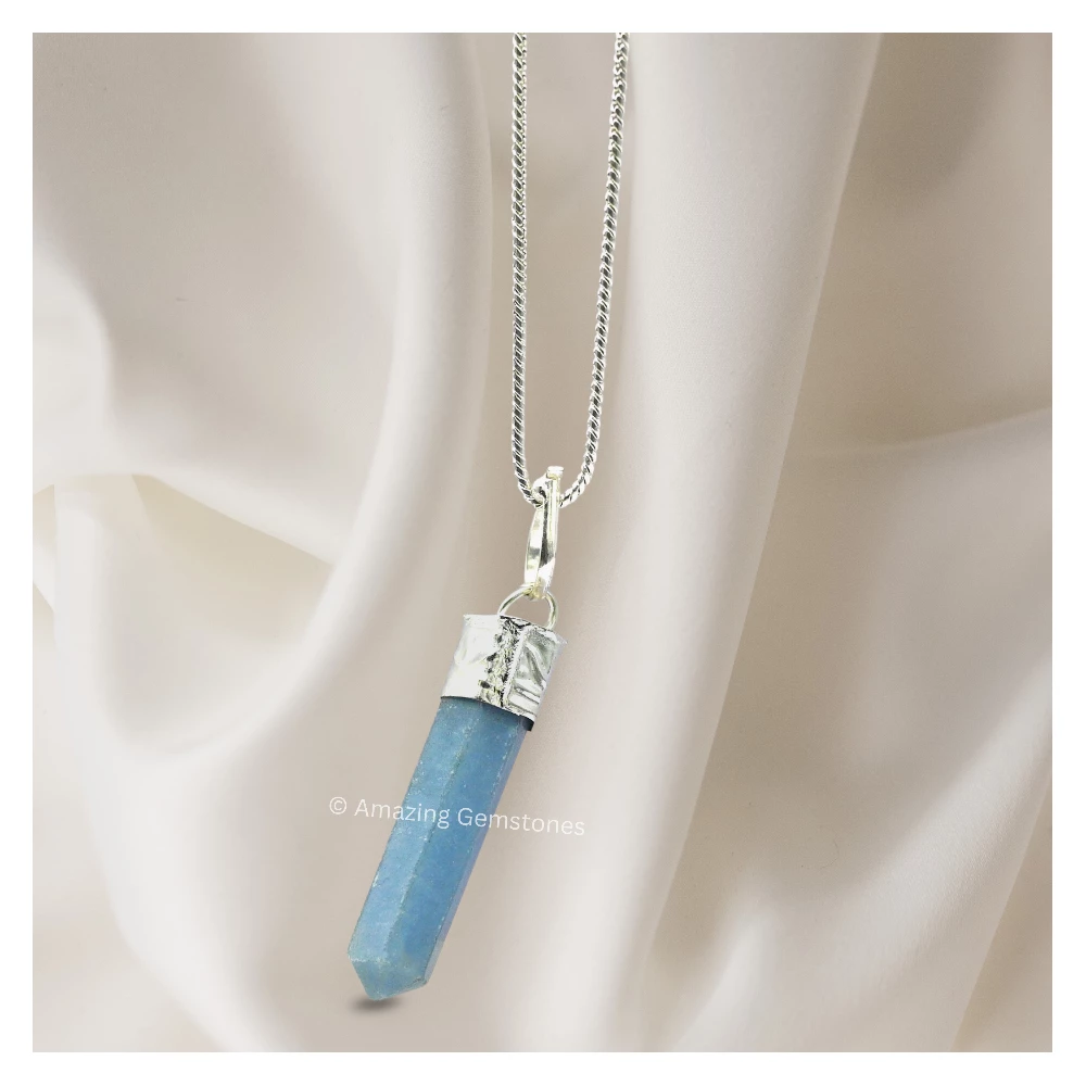 Angelite Necklace - Pencil Point (Silver)